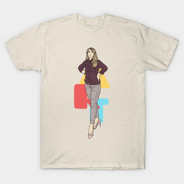 Woman Maroon Outfit T-Shirt by crissbahari